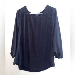 Silky Black Blouse with Shoulder Design